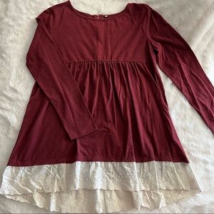 Maroon Long Sleeve Baby Doll Tunic
